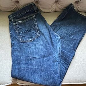 Lucky Brand Indigo Denim Bootcut Jeans With Some Distressing, Size 14/32
